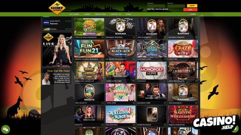 gday-casino live screenshot