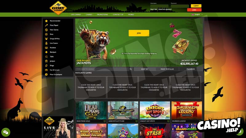 gday-casino lobby screenshot