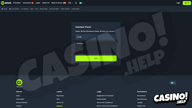 gslot support screenshot