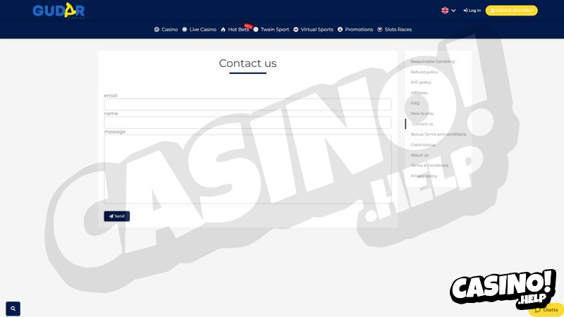 gudar-casino support screenshot