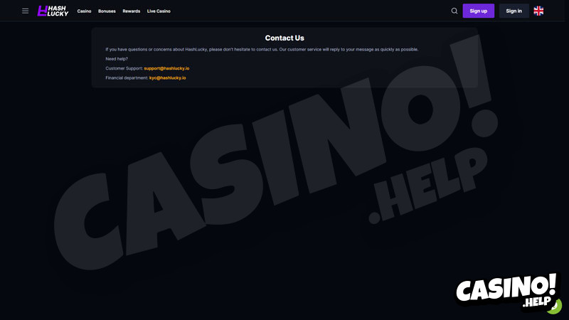 hashlucky support screenshot