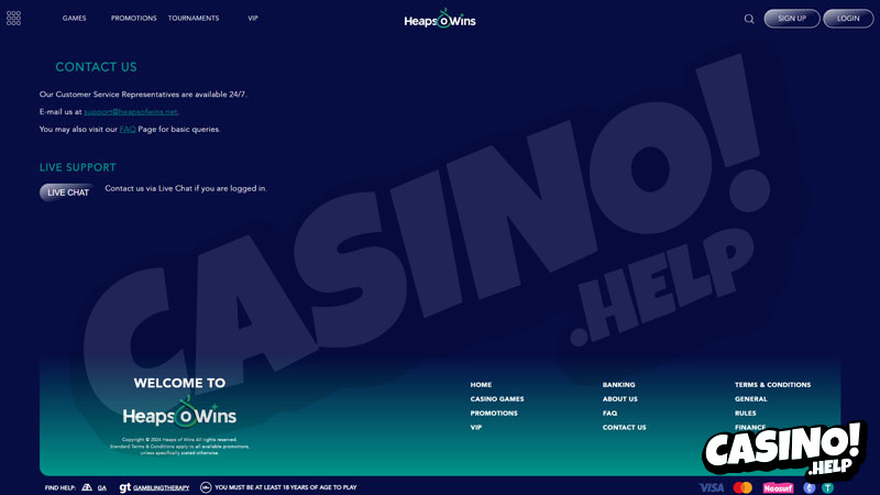 heaps-o-wins support screenshot