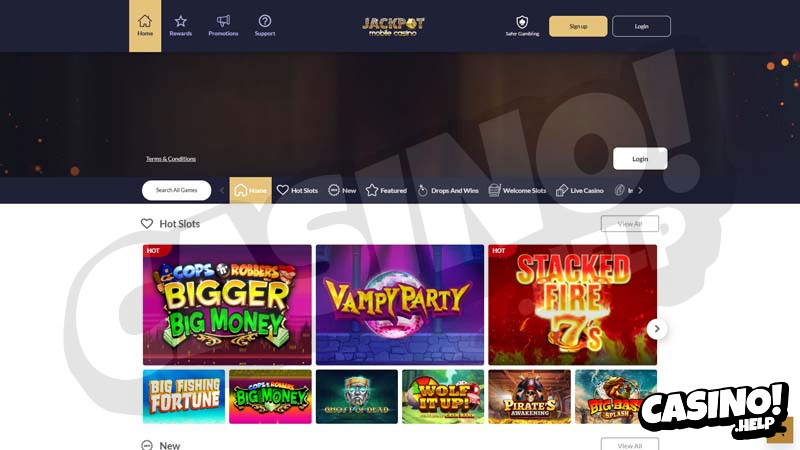 jackpot-mobile-casino lobby screenshot
