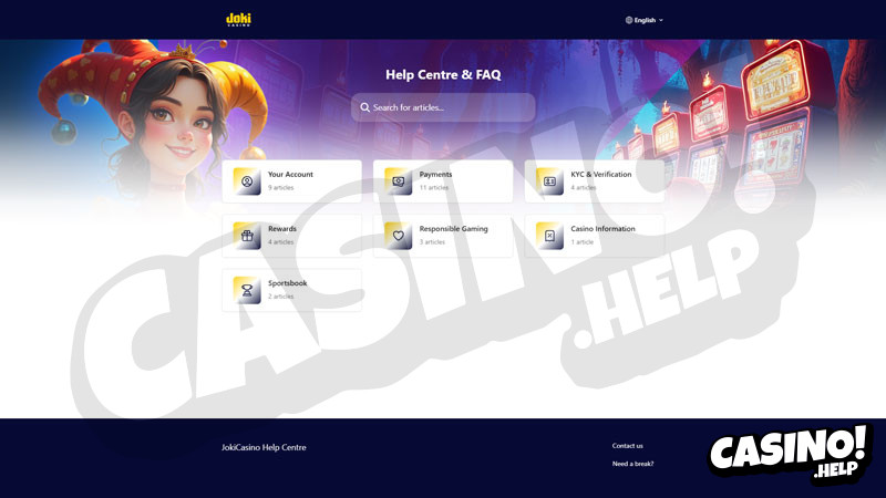 jokicasino support screenshot