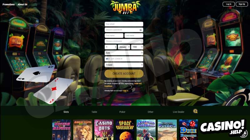 jumba-bet-casino lobby screenshot