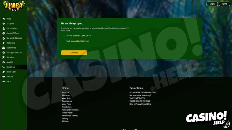 jumba-bet-casino support screenshot