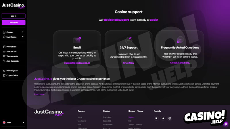 Thumbnail justcasino-io support