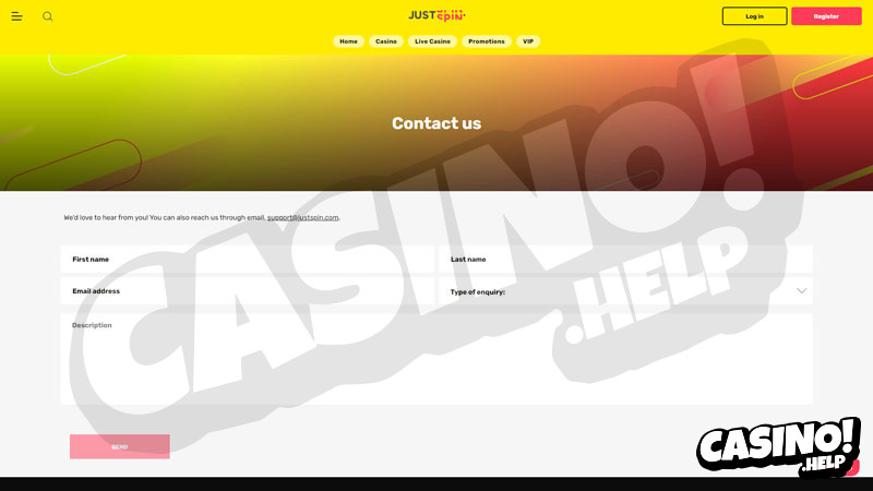 justspin support screenshot