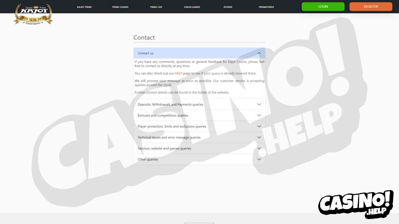 kajot support screenshot