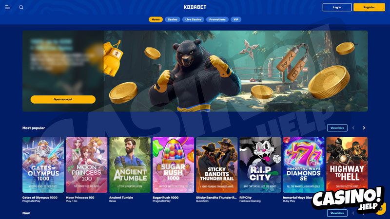 kodabet lobby screenshot