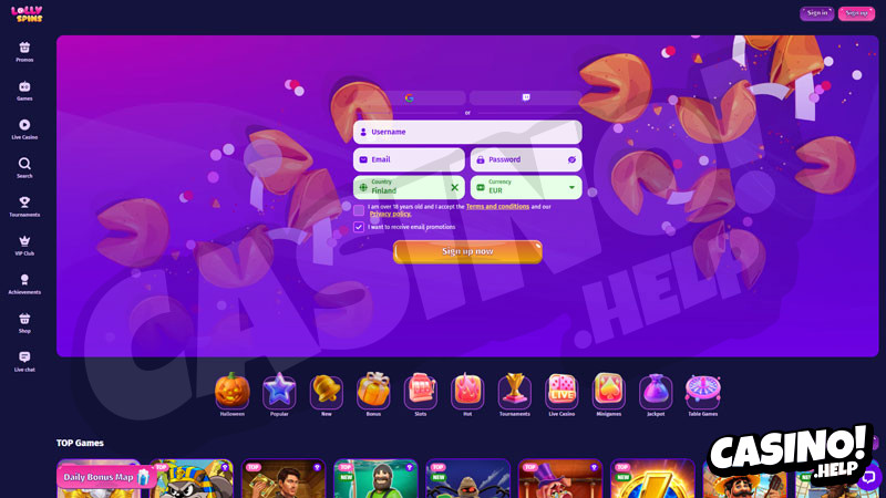 lolly-spins lobby screenshot