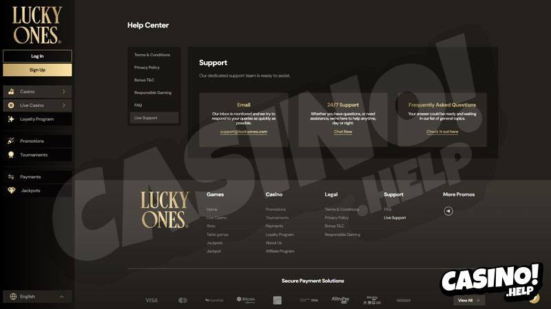 lucky-ones support screenshot