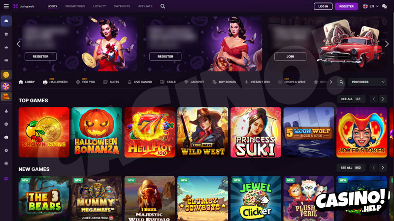 luckyreels lobby screenshot
