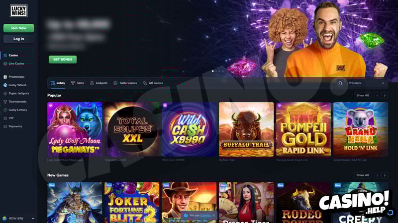 luckywins lobby screenshot