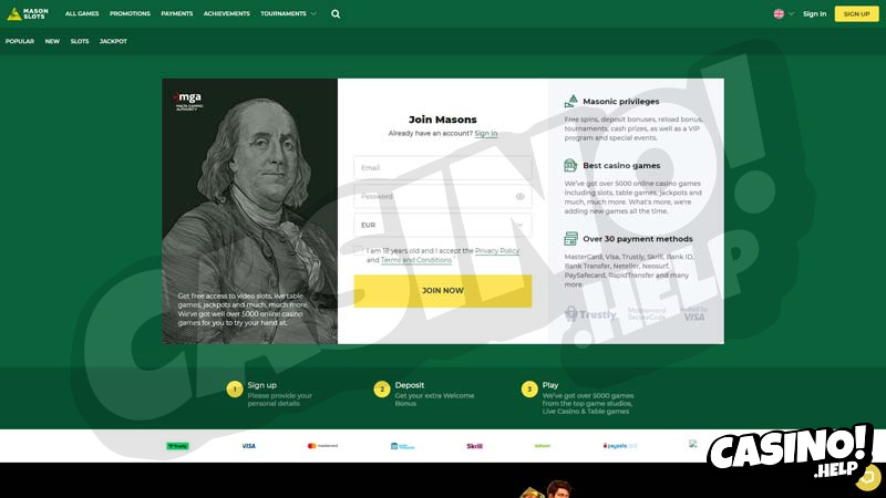 mason-slots lobby screenshot