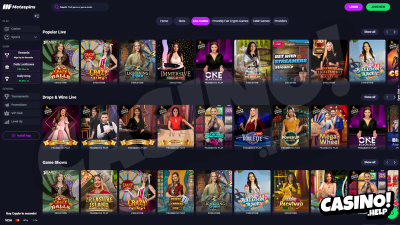 metaspins live screenshot