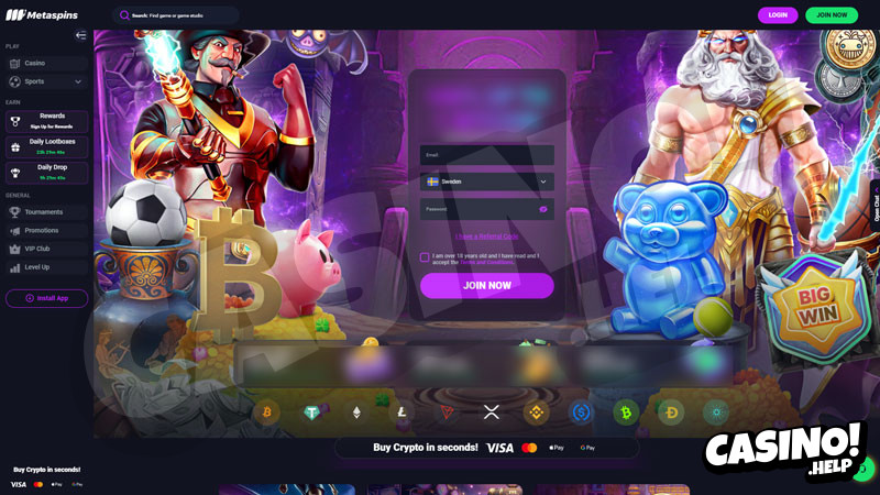 metaspins lobby screenshot