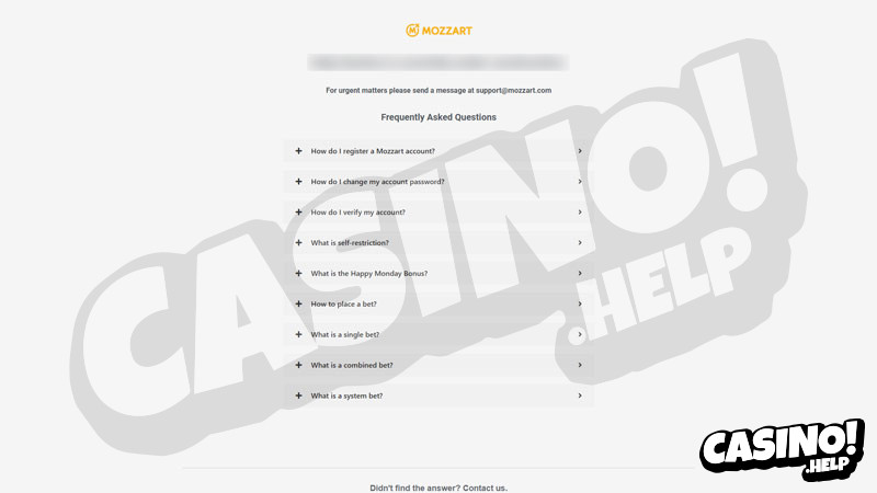 mozzart support screenshot