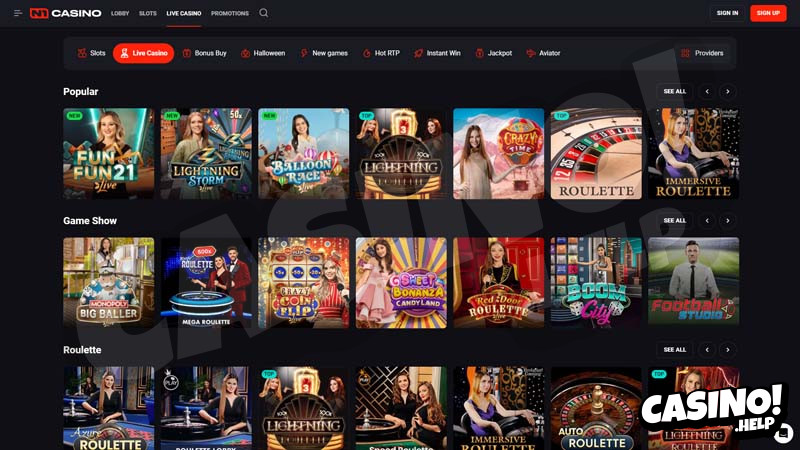 n1-casino live screenshot
