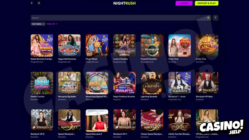 nightrush-casino live screenshot