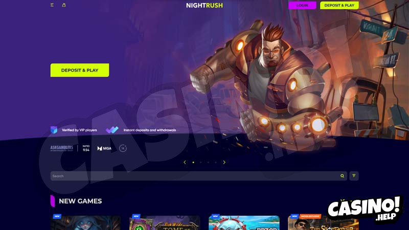 nightrush-casino lobby screenshot