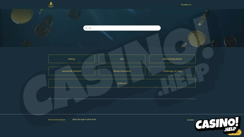 no-account-casino support screenshot