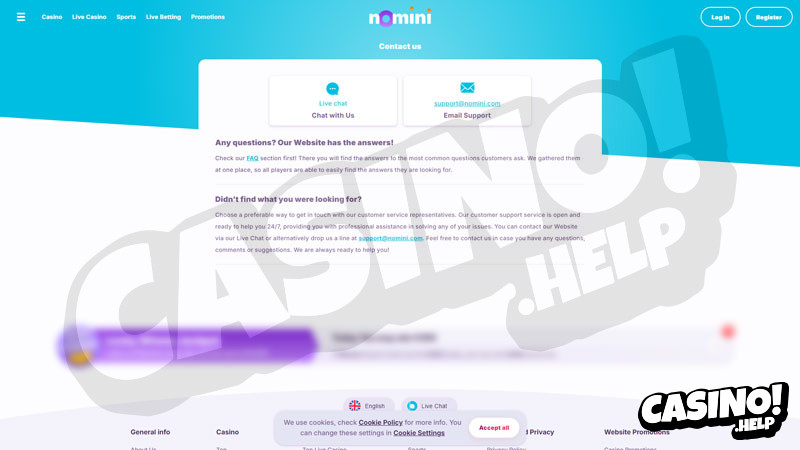 nomini support screenshot
