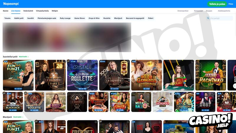 nopeampi-casino live screenshot
