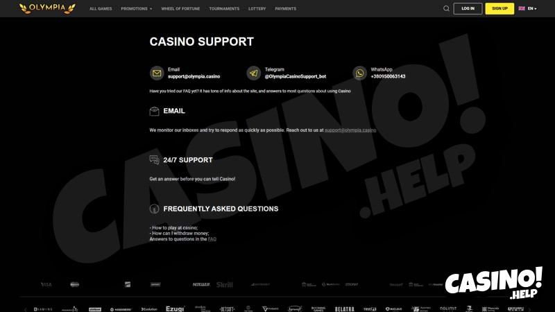 olympia-casino support screenshot