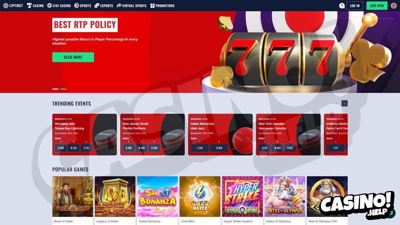 optibet-casino lobby screenshot