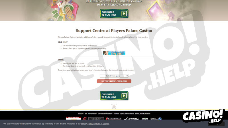 players-palace-casino support screenshot