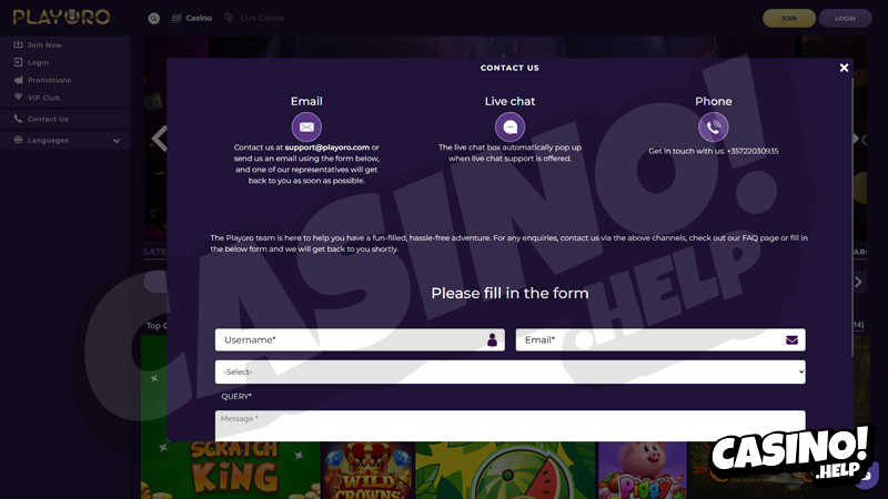 playoro support screenshot