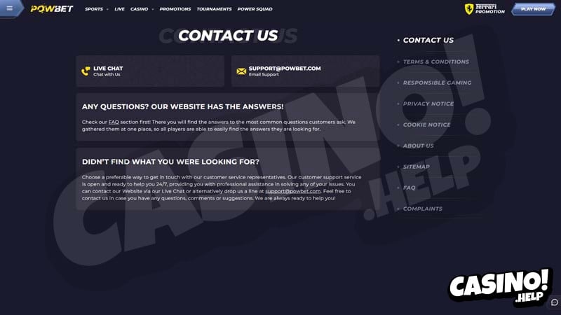 Thumbnail powbet support