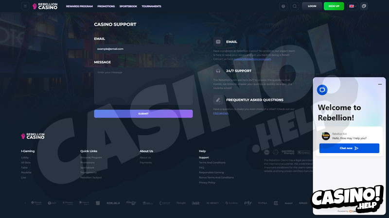 rebellion-casino support screenshot