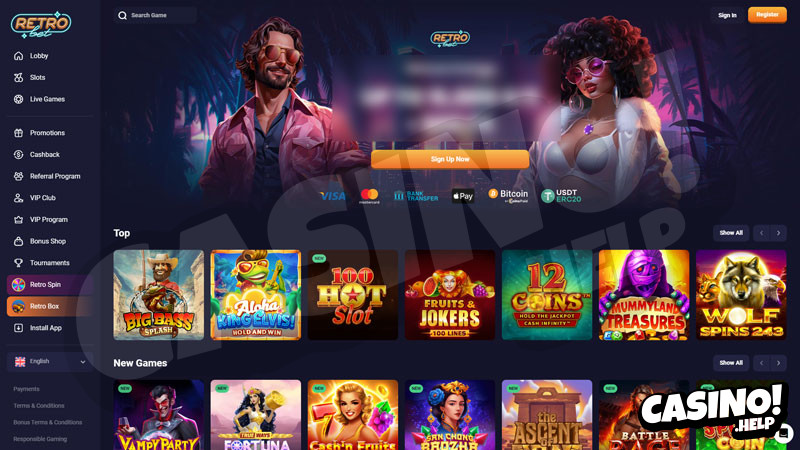 retro-bet lobby screenshot