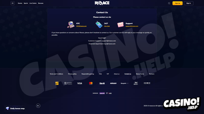 rioace support screenshot