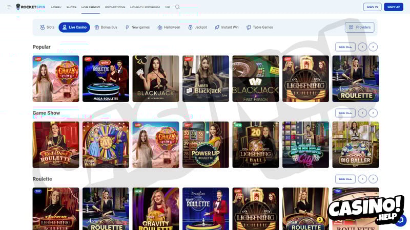 rocketspin live screenshot