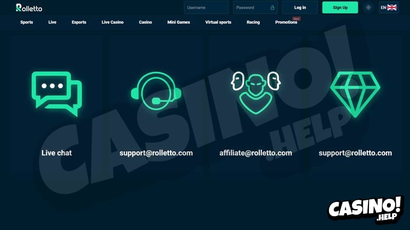 rolletto support screenshot