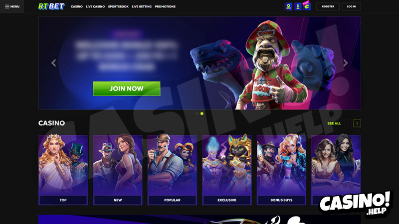 rtbet lobby screenshot