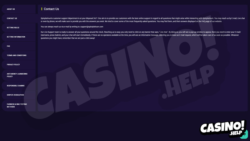 spin-platinum support screenshot
