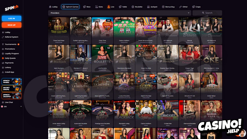 spinch live screenshot