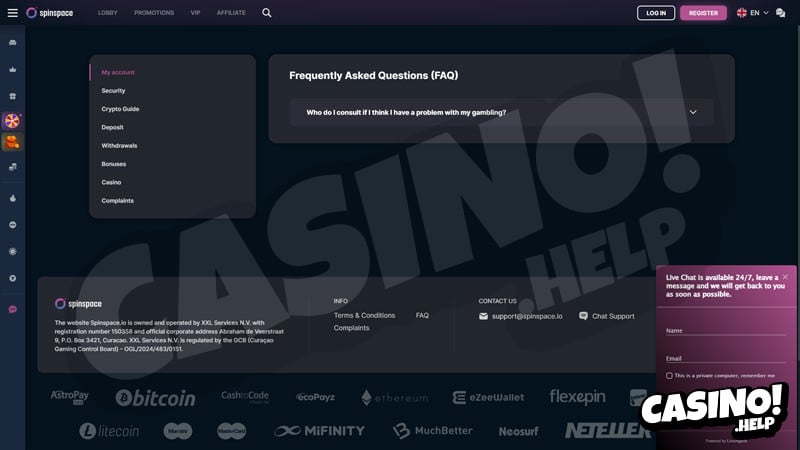 spinspace support screenshot