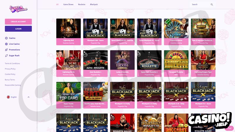 sugarcasino live screenshot