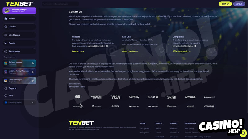 Thumbnail tenbet support