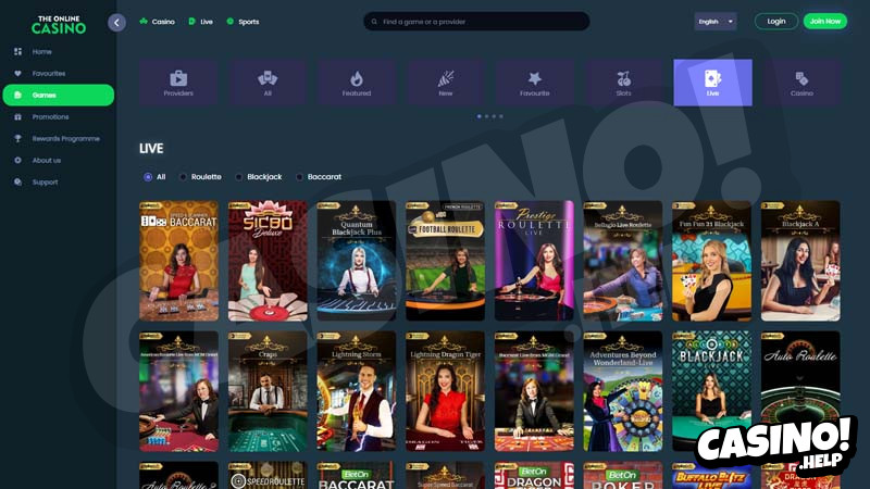 theonlinecasino live screenshot