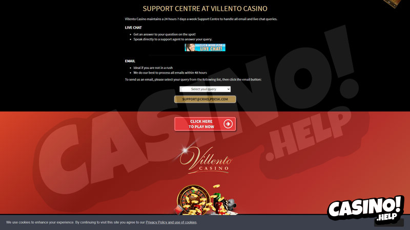 villento-casino support screenshot