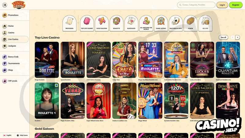 vinylcasino live screenshot