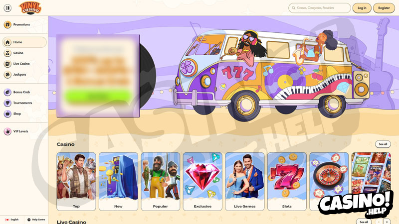 vinylcasino lobby screenshot