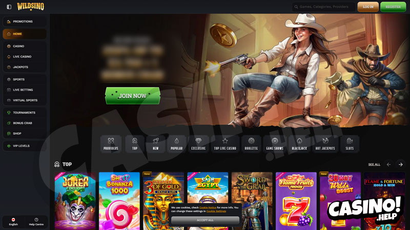 wildsino lobby screenshot