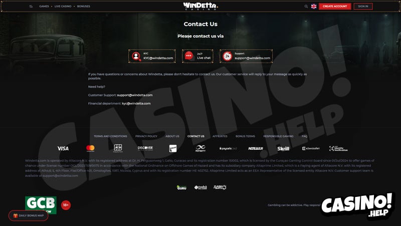 windetta support screenshot